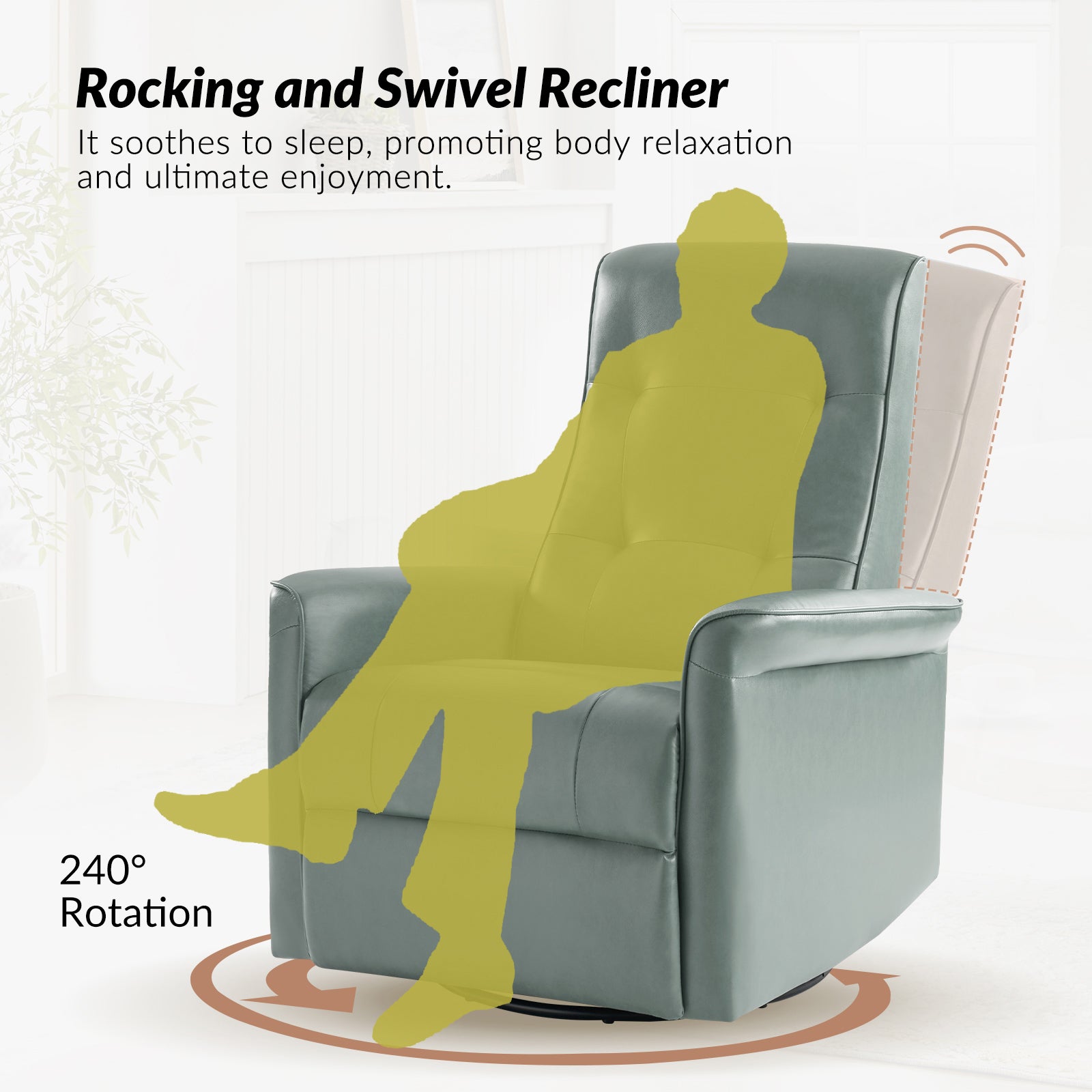 Valentin Vegan Leather Swivel Power Recliner With USB