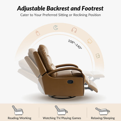 Konradin Genuine Leather Swivel Rocking Manual Recliner