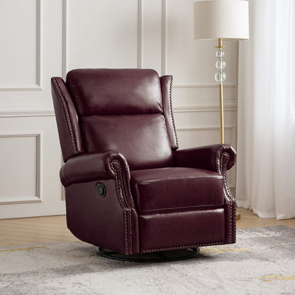 Albert Genuine Leather Manual Swivel Glider Recliner
