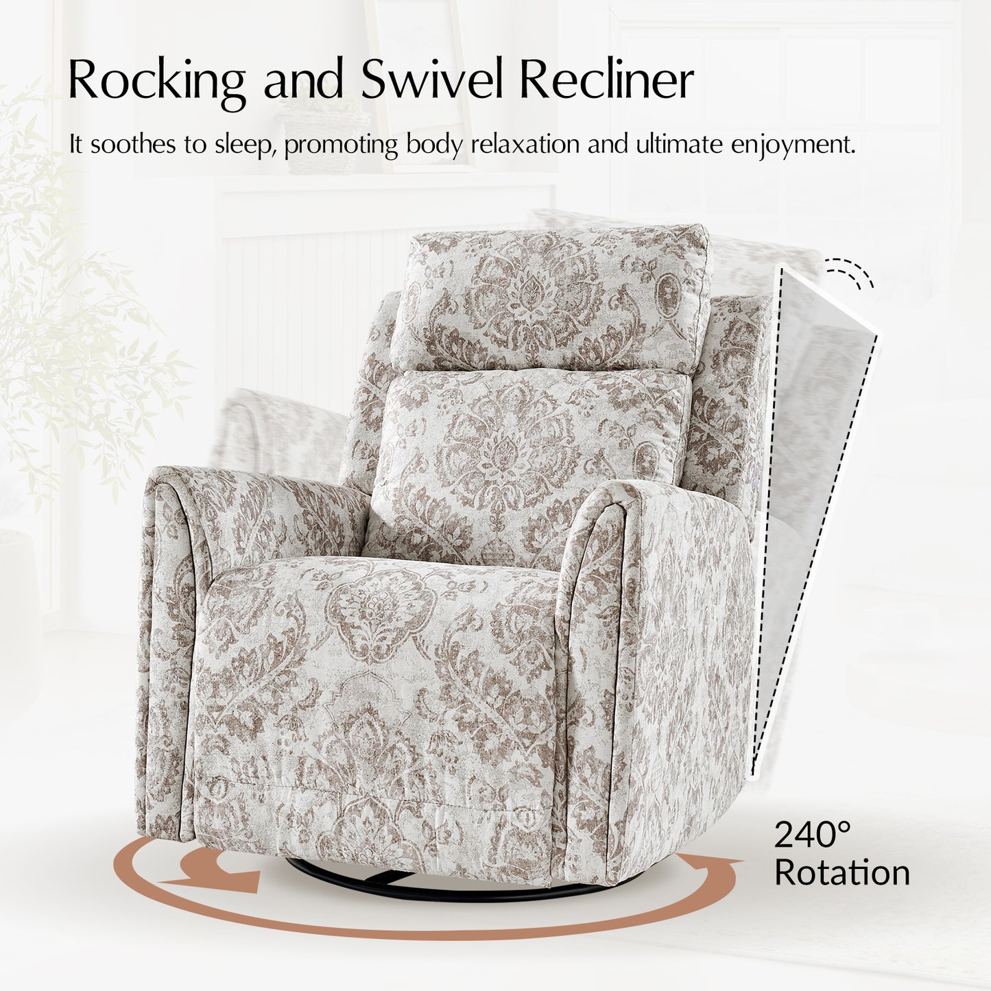 Alfons Swivel And Rocker Power Recliner With Headrest