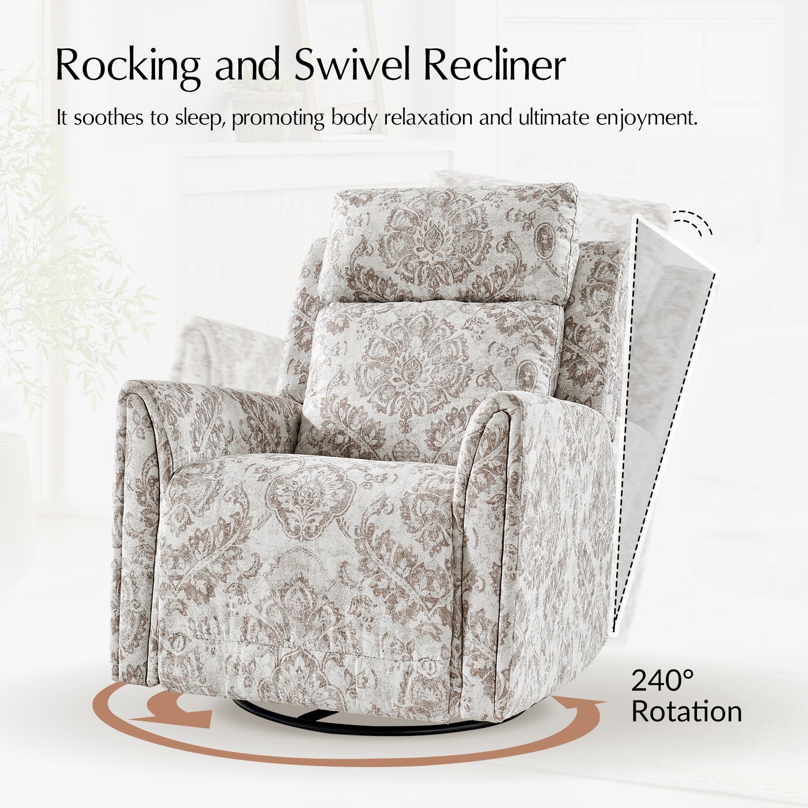 Alfons Swivel And Rocker Power Recliner With Headrest