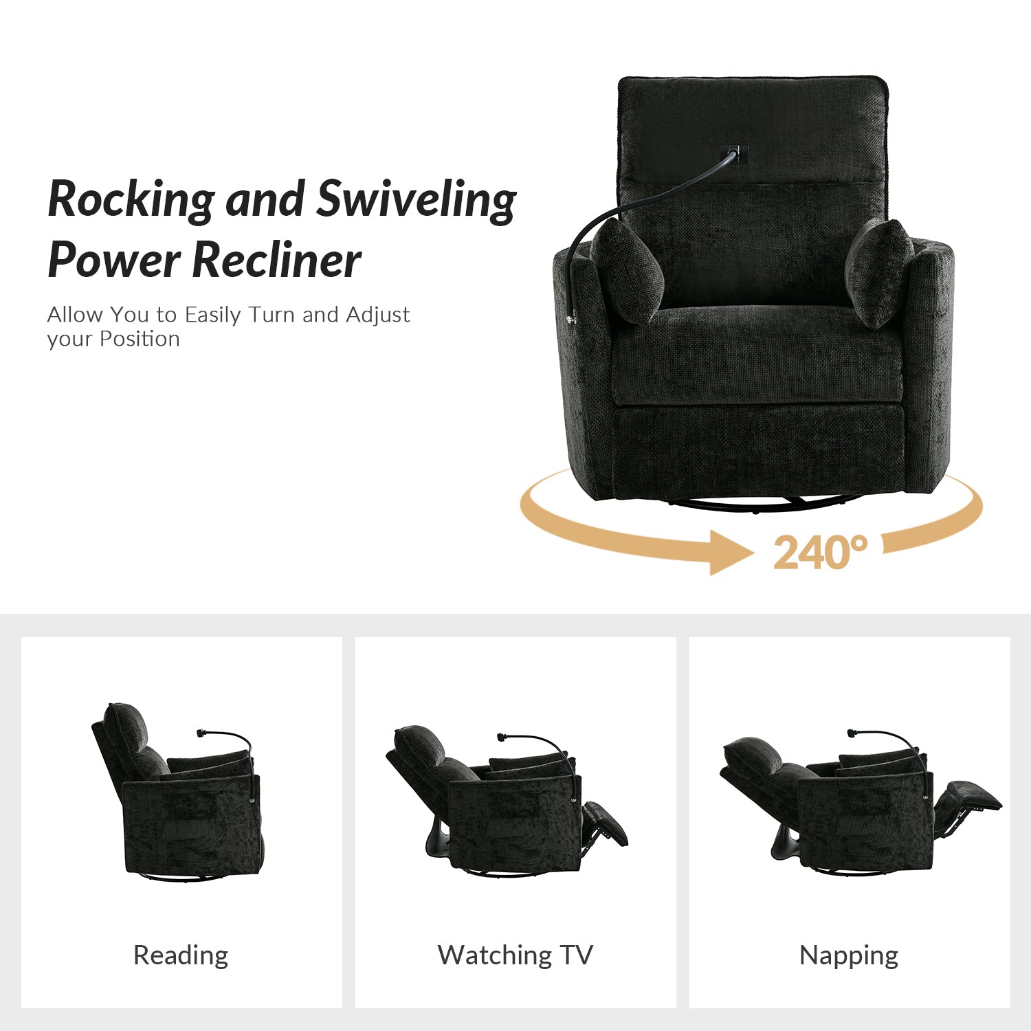 Archibald Power Rocking Swivel Nursery Recliner