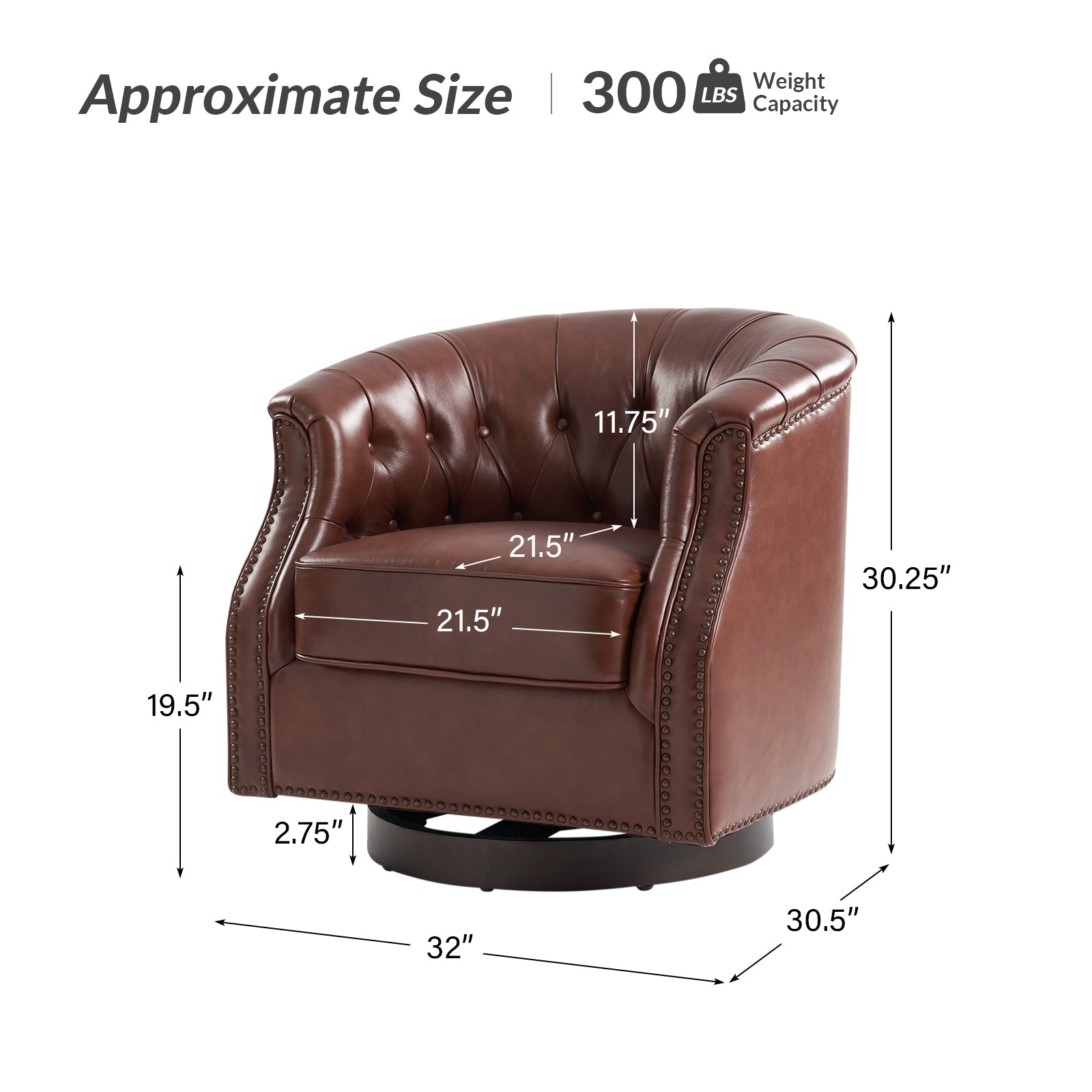 Veitin Chesterfield Rocker and Swivel Genuine Leather Chair