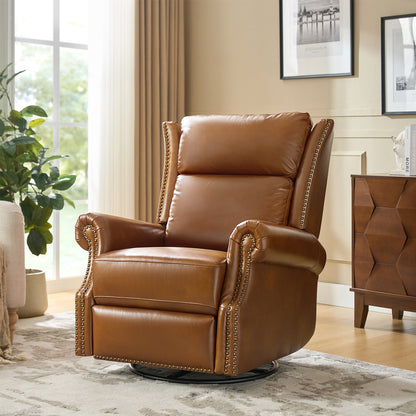 Albert Genuine Leather Manual Swivel Glider Recliner