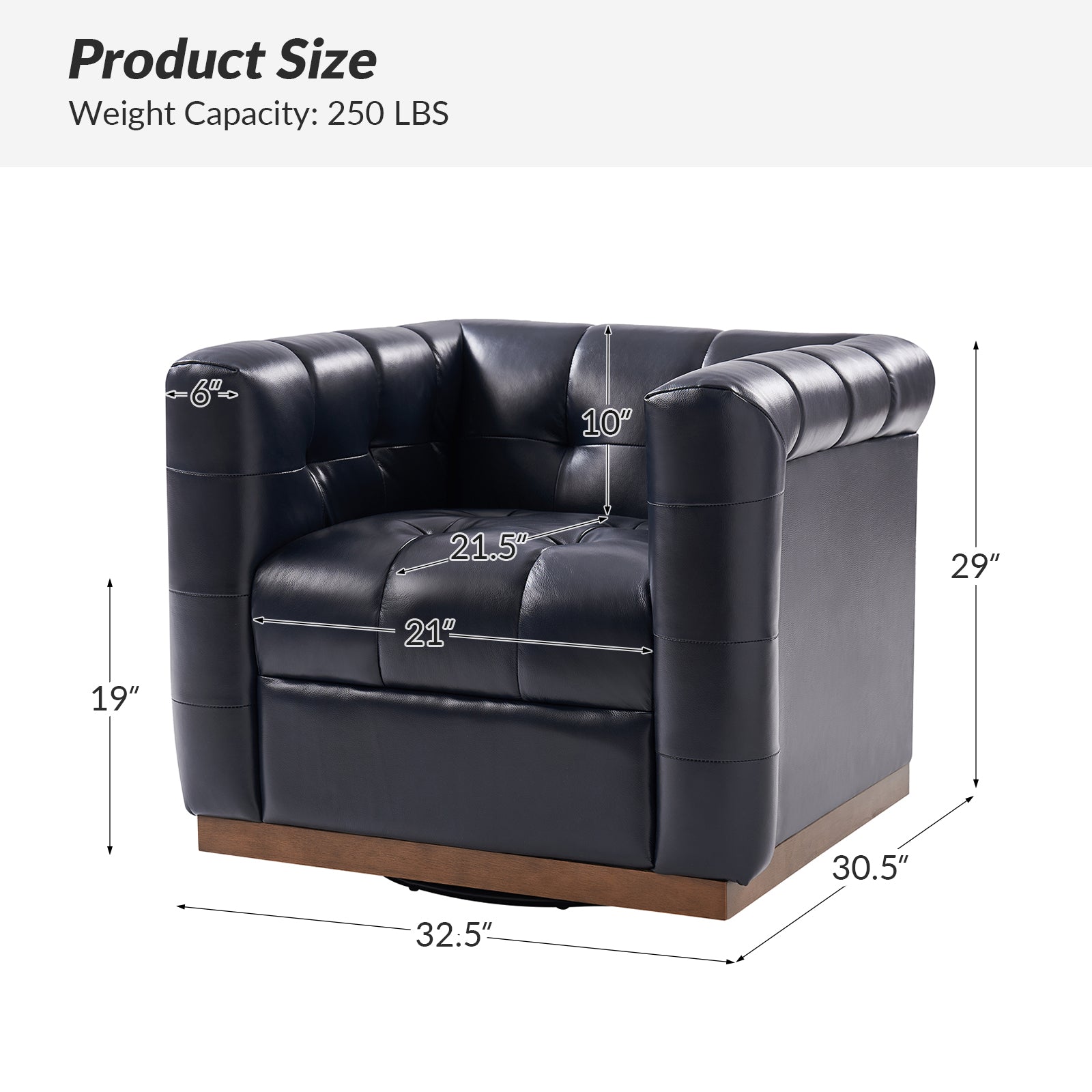 Arnold Genuine Leather Swivel Club Chair