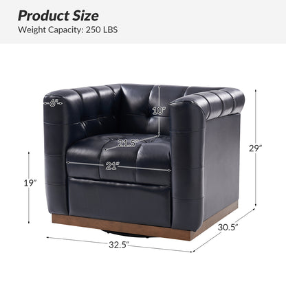 Arnold Genuine Leather Swivel Club Chair