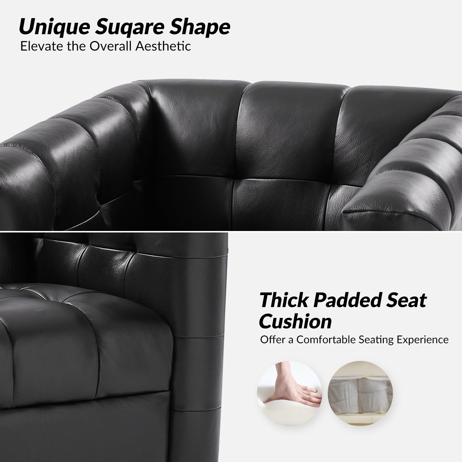 Arnold Genuine Leather Swivel Club Chair