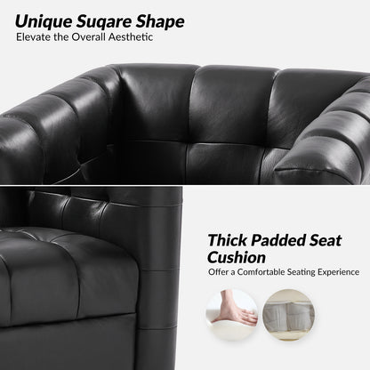 Arnold Genuine Leather Swivel Club Chair