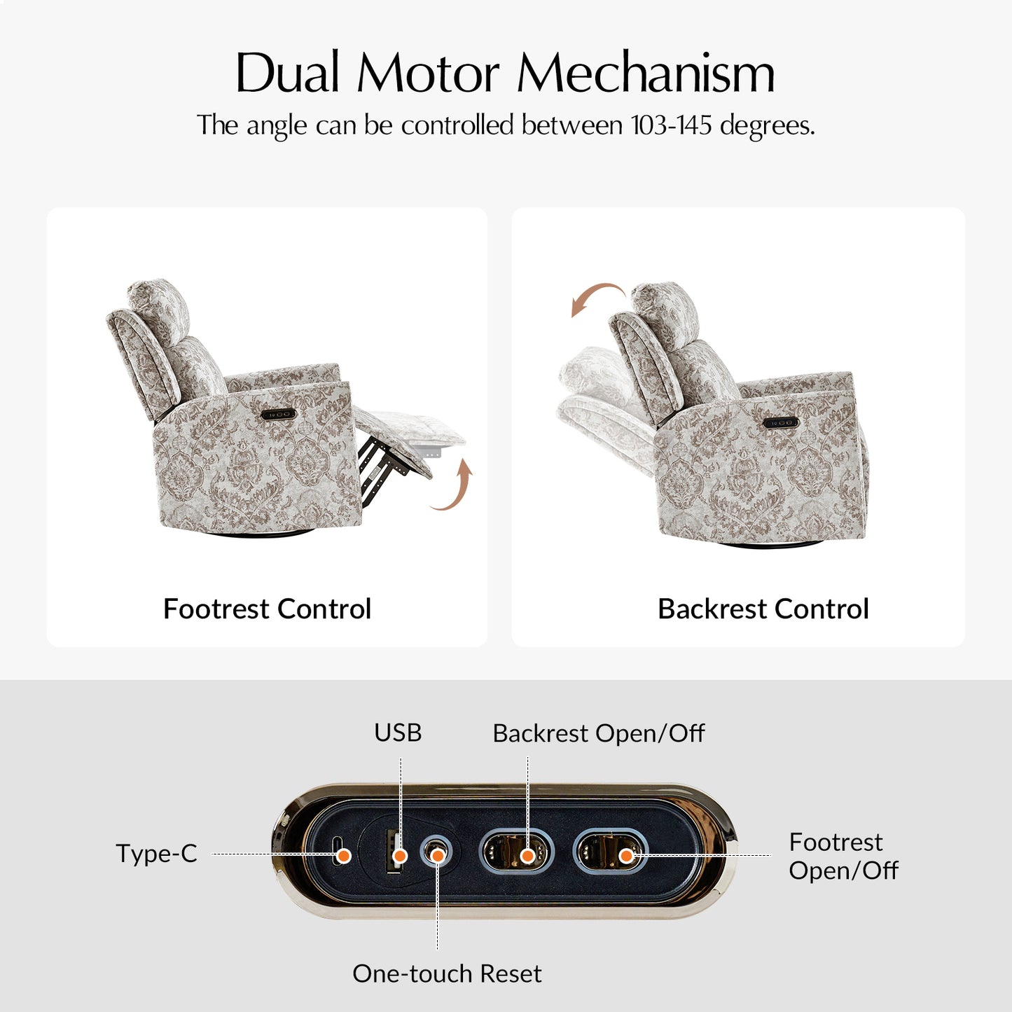 Alfons Swivel And Rocker Power Recliner With Headrest