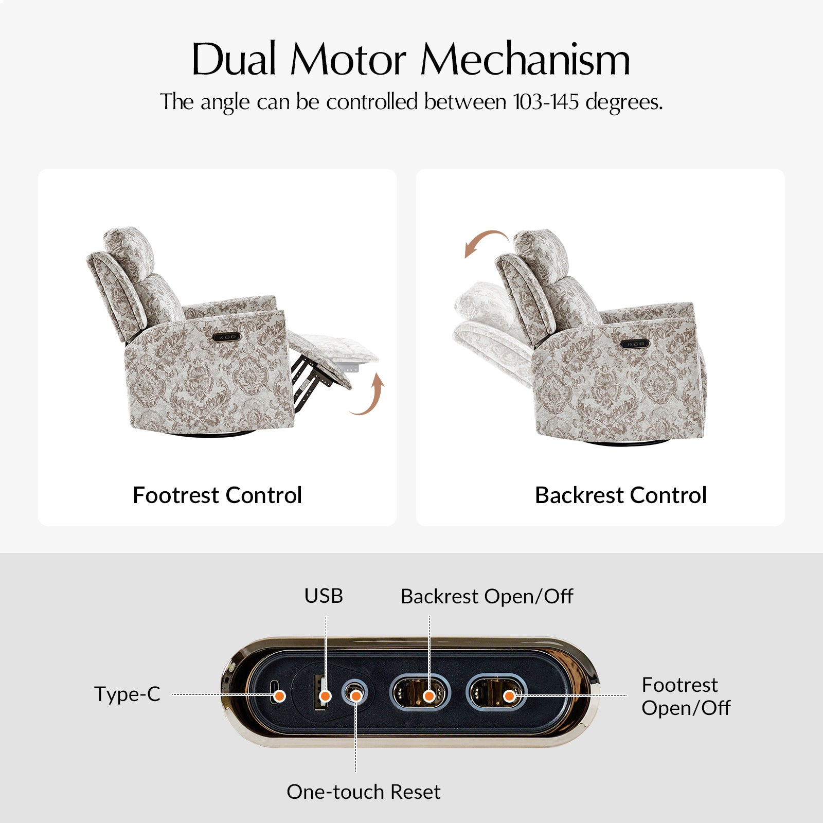 Alfons Swivel And Rocker Power Recliner With Headrest