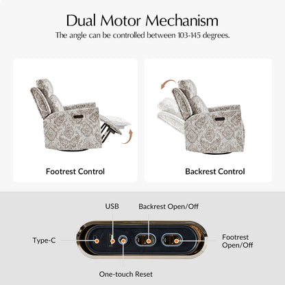 Alfons Swivel And Rocker Power Recliner With Headrest
